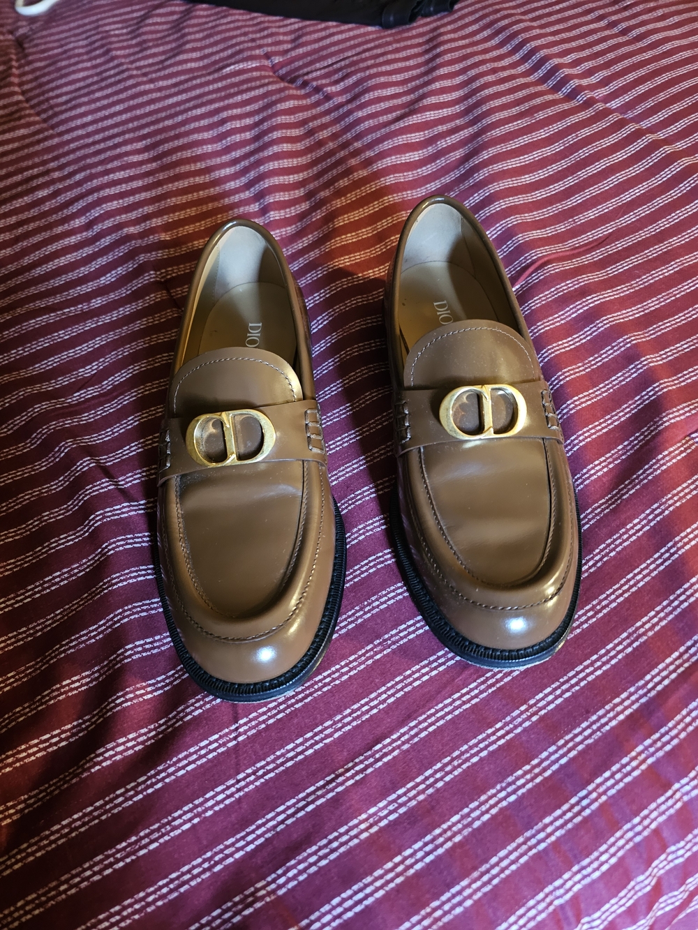 Dior Brown Leather Logo Bit Loafers
